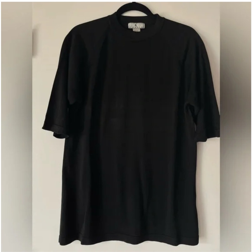 Vintage 100% SILK Black Knit short Sleeve T-shirt Top